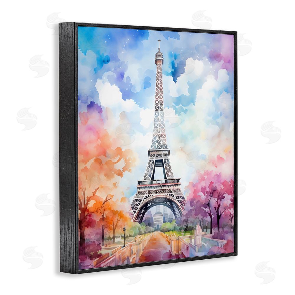 Creative Studio Pastel Paris Springtime Tower Black Framed Giclee Wall Art