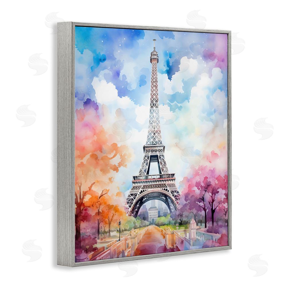 Creative Studio Pastel Paris Springtime Tower Gray Framed Giclee Wall Art