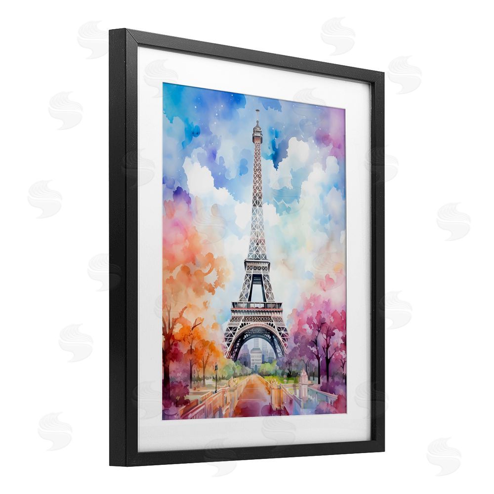 Creative Studio Pastel Paris Springtime Tower Black Framed Print Under Glass Wall Art