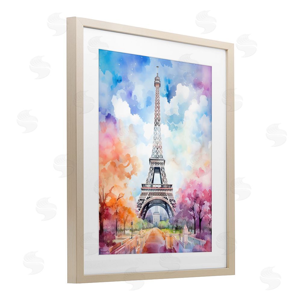 Creative Studio Pastel Paris Springtime Tower Brown Framed Print Under Glass Wall Art