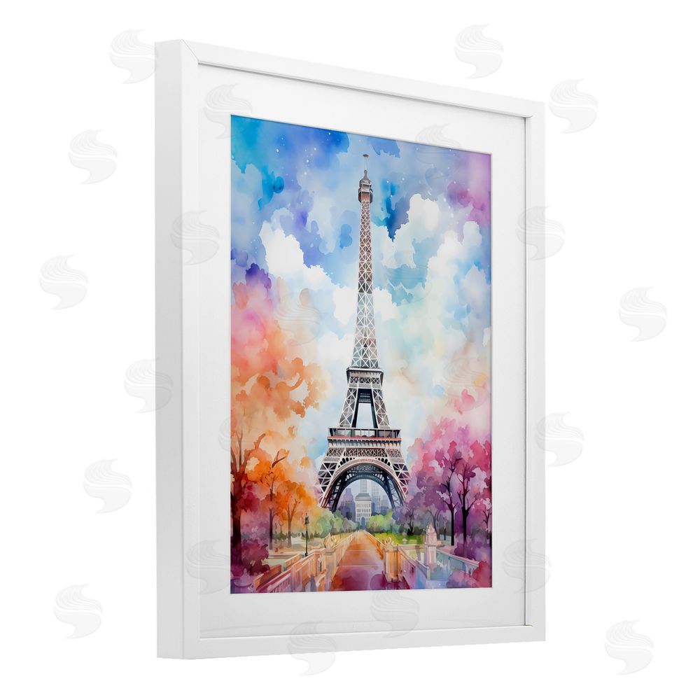 Creative Studio Pastel Paris Springtime Tower White Framed Print Under Glass Wall Art
