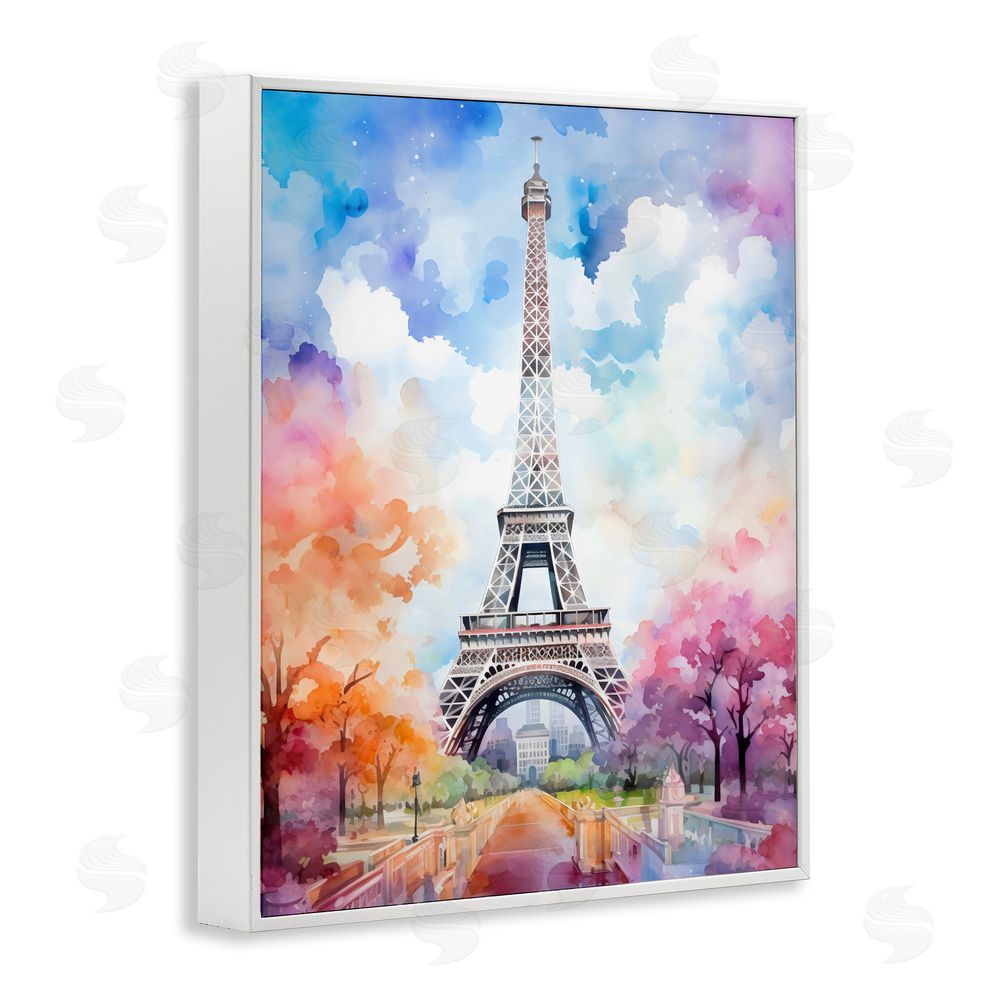 Creative Studio Pastel Paris Springtime Tower White Framed Giclee Wall Art