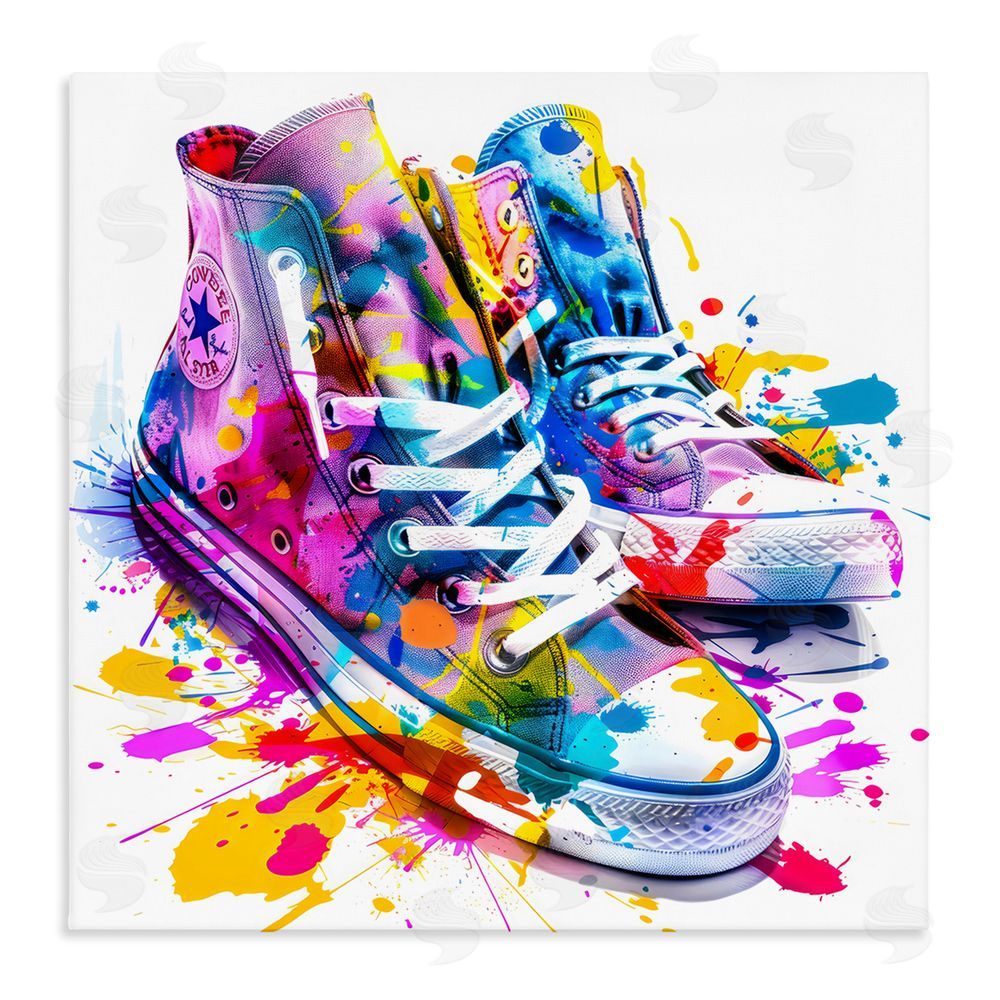 Creative Studio High Top Sneakers Splash Stretched Canvas Wall Art
