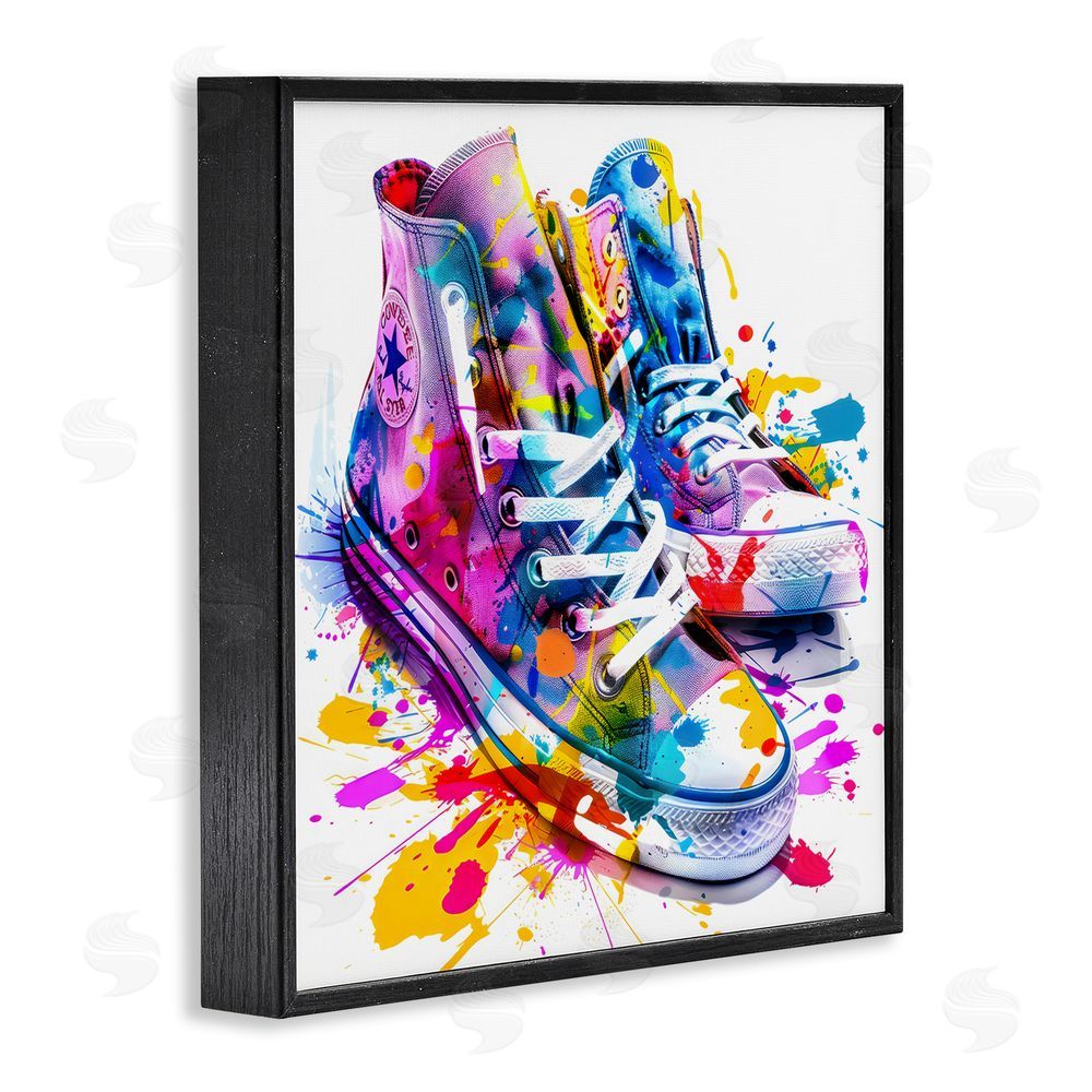 Creative Studio High Top Sneakers Splash Black Framed Giclee Wall Art