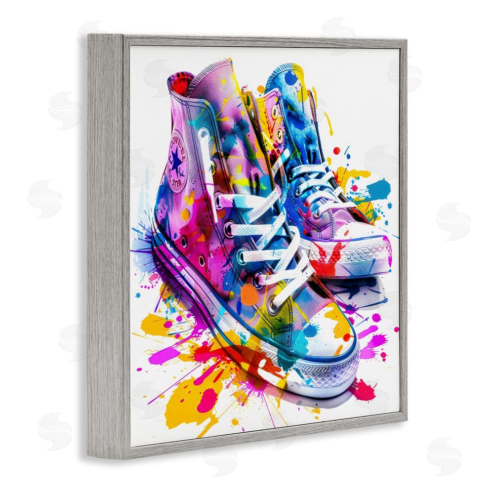 Creative Studio High Top Sneakers Splash Gray Framed Giclee Wall Art