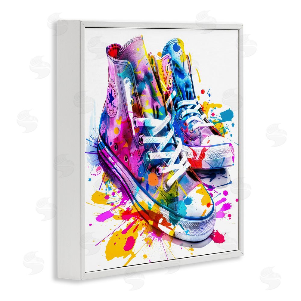 Creative Studio High Top Sneakers Splash White Framed Giclee Wall Art
