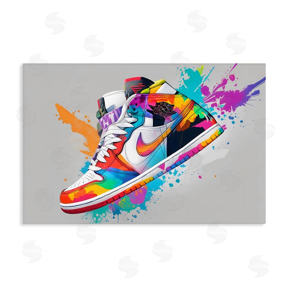 Creative Studio Hightop Sneaker with Splatter Stretched Canvas Wall Art