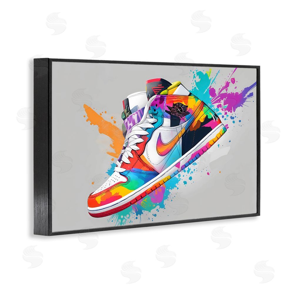 Creative Studio Hightop Sneaker with Splatter Black Framed Giclee Wall Art