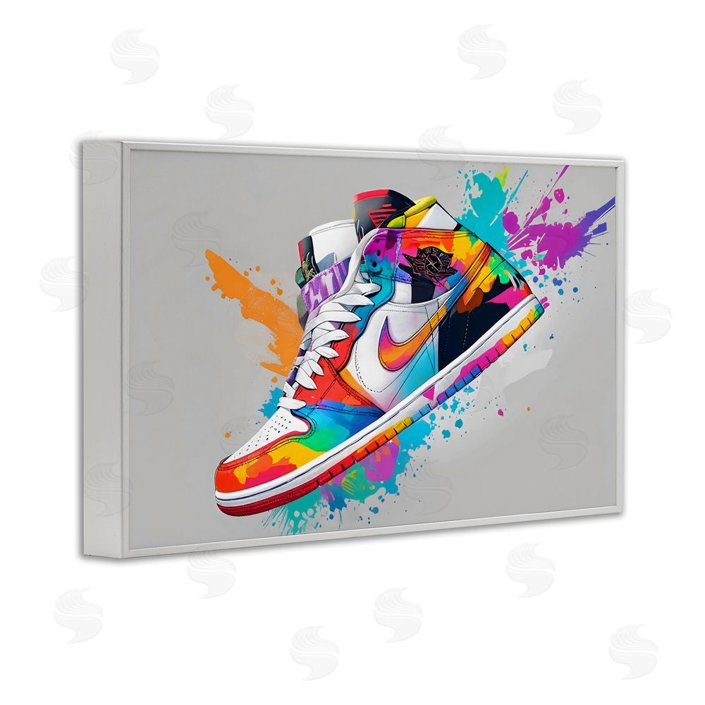 Creative Studio Hightop Sneaker with Splatter White Framed Giclee Wall Art