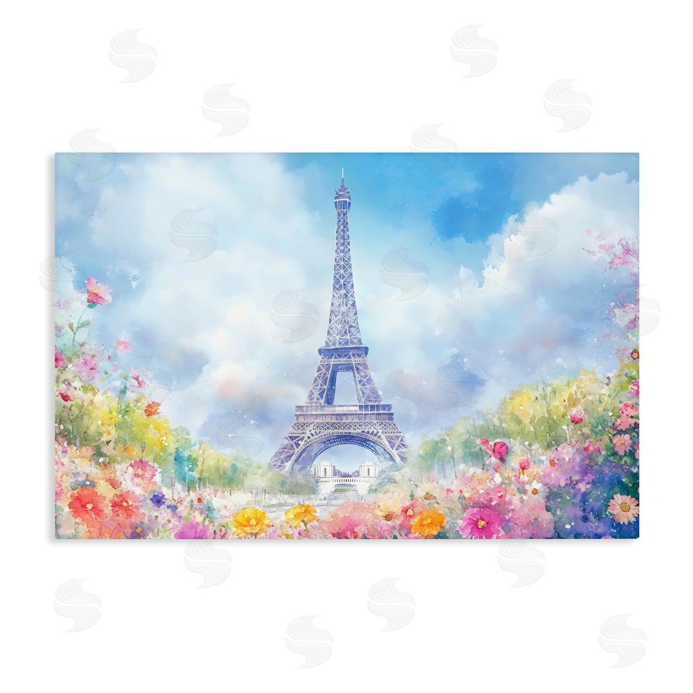 Creative Studio Rainbow Spring at Eiffel Tower Stretched Canvas Wall Art