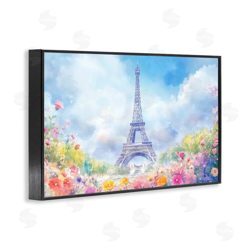 Creative Studio Rainbow Spring at Eiffel Tower Black Framed Giclee Wall Art