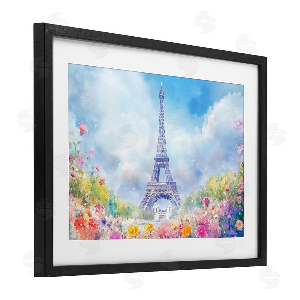 Creative Studio Rainbow Spring at Eiffel Tower Black Framed Print Under Glass Wall Art