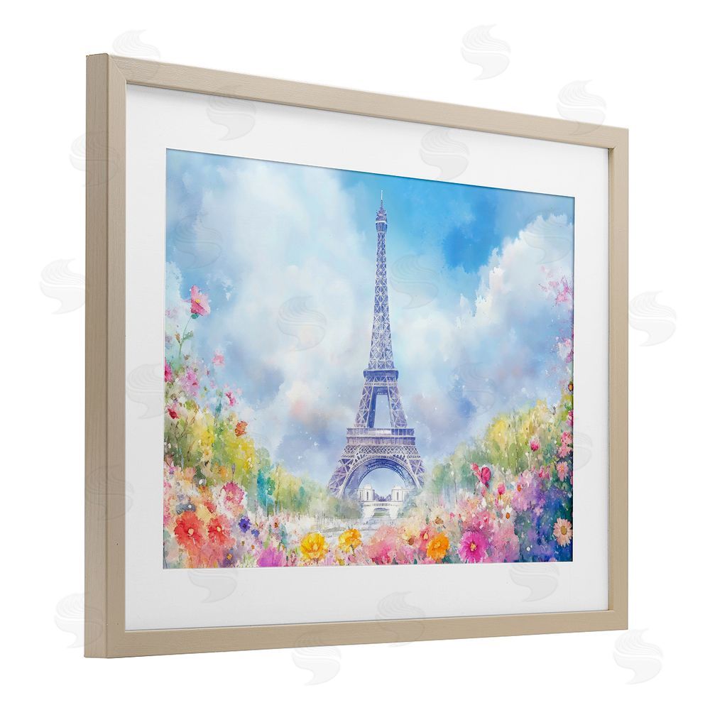 Creative Studio Rainbow Spring at Eiffel Tower Brown Framed Print Under Glass Wall Art