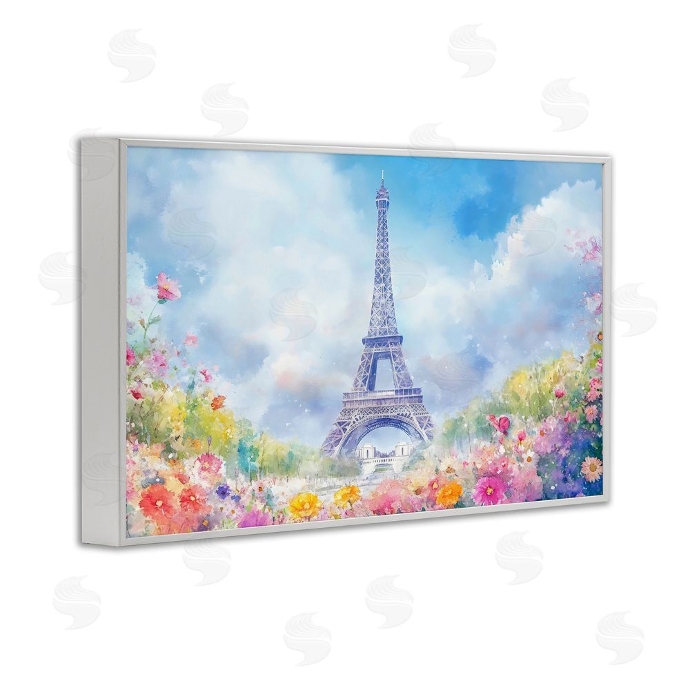 Creative Studio Rainbow Spring at Eiffel Tower White Framed Giclee Wall Art