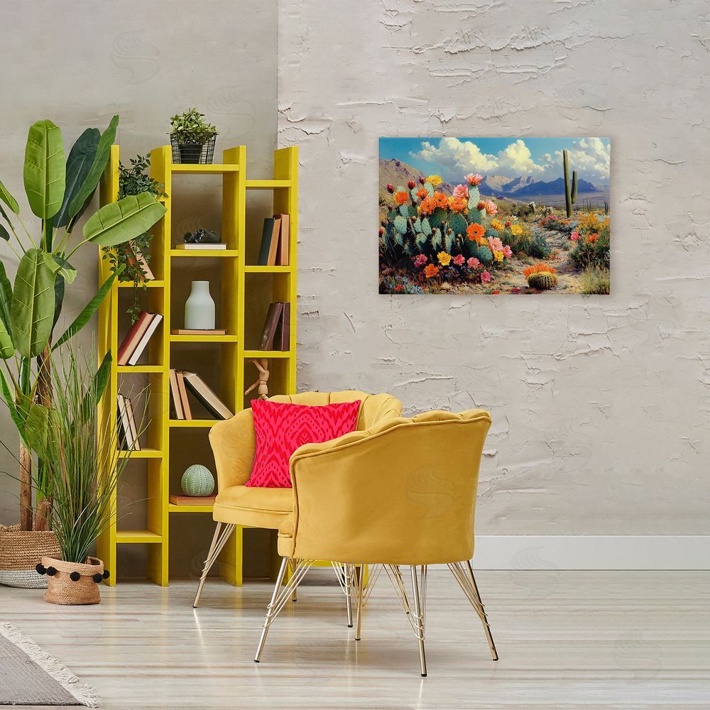 Franklyn Gregory Vibrant Cacti in Desert Stretched Canvas on Wall