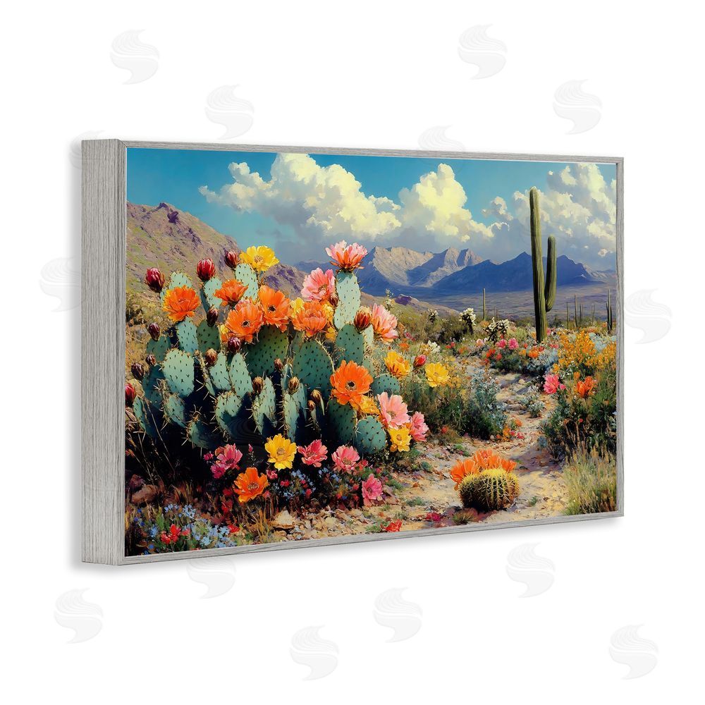 Franklyn Gregory Vibrant Cacti in Desert Gray Framed Giclee Wall Art Print