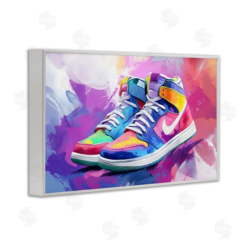 Creative Studio Stylish Vintage Sneakers White Framed Giclee Wall Art Print