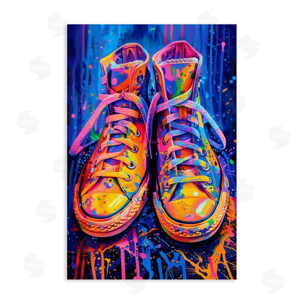 Creative Studio Moody Converse with Neon Splash Stretched Canvas Wall Art