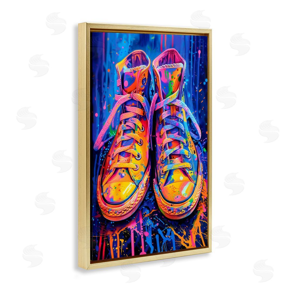 Creative Studio Moody Converse with Neon Splash Gold Floating Framed Canvas Wall Art