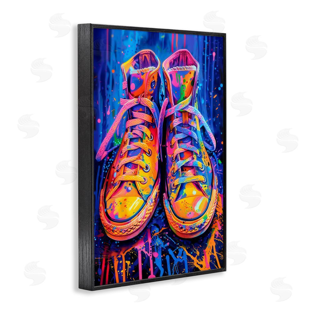Creative Studio Moody Converse with Neon Splash Black Framed Giclee Wall Art