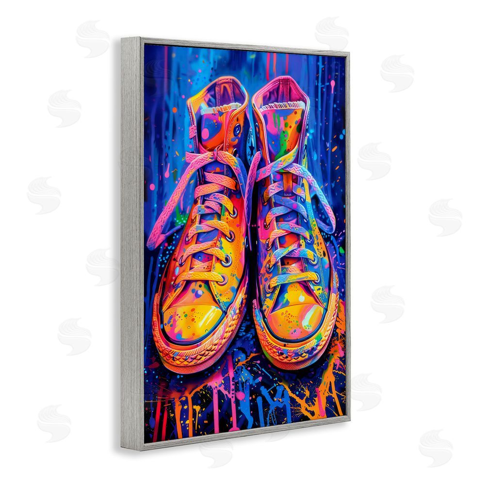 Creative Studio Moody Converse with Neon Splash Gray Framed Giclee Wall Art