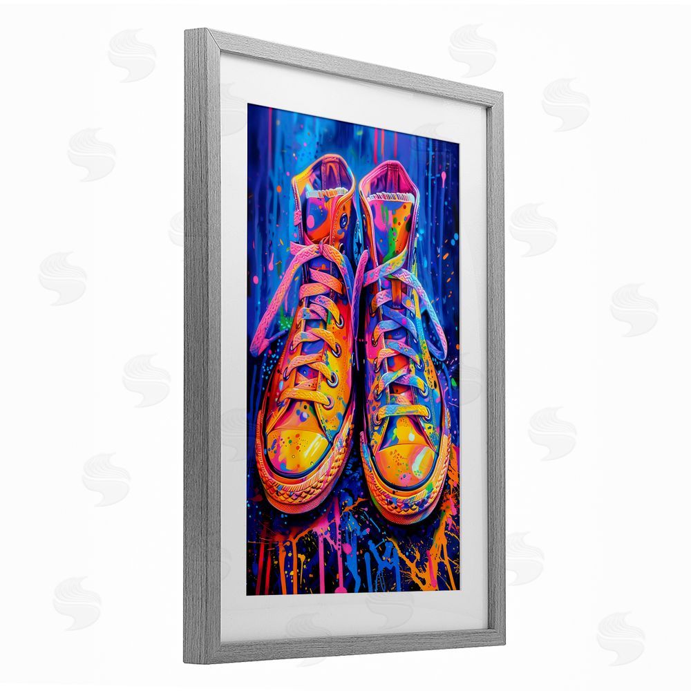 Creative Studio Moody Converse with Neon Splash Gray Framed Print Under Glass Wall Art