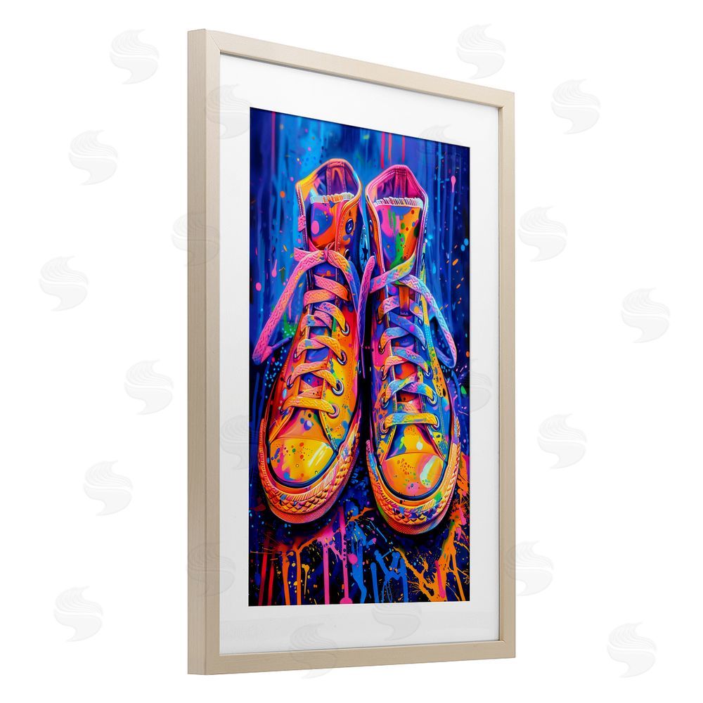 Creative Studio Moody Converse with Neon Splash Brown Framed Print Under Glass Wall Art