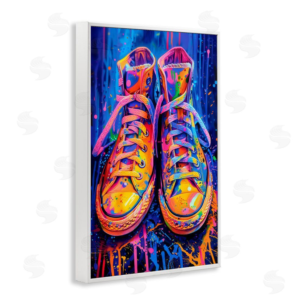 Creative Studio Moody Converse with Neon Splash White Framed Giclee Wall Art
