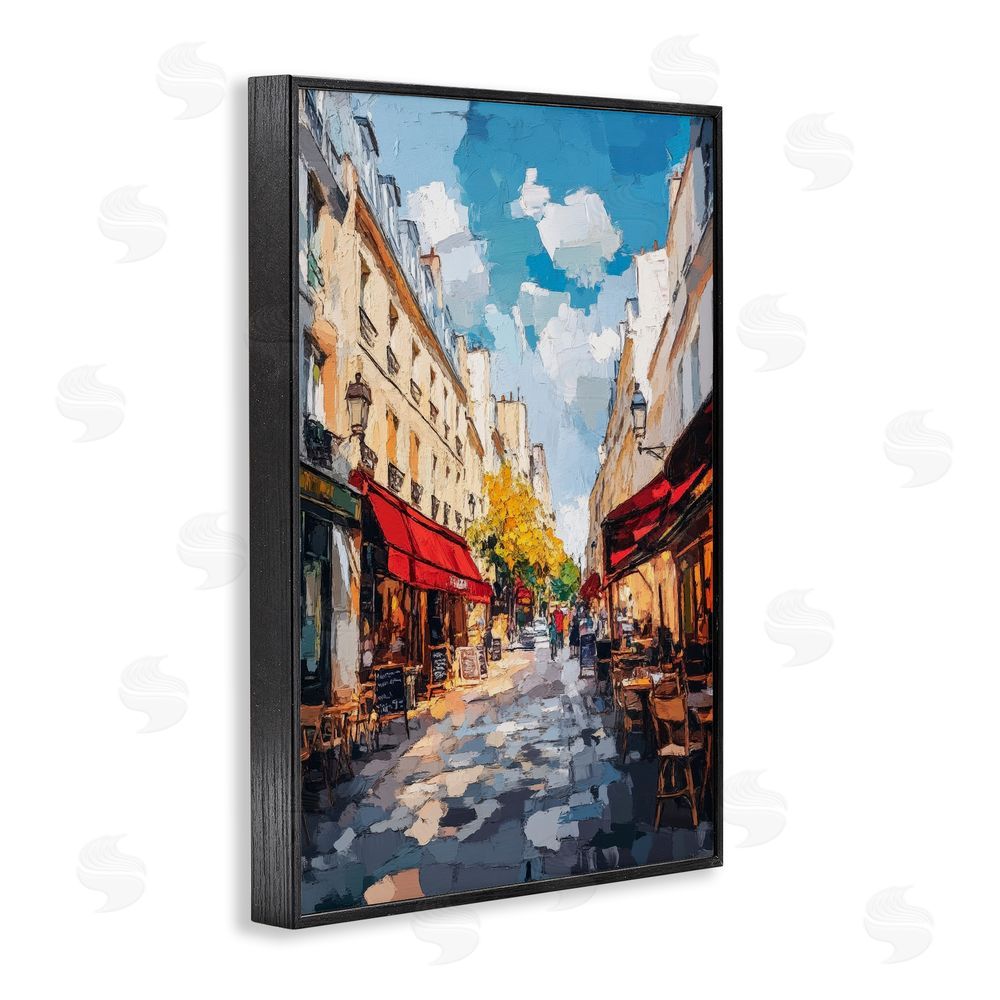 Petal Prints Design Charming Paris Street Scene Black Framed Giclee Wall Art Print