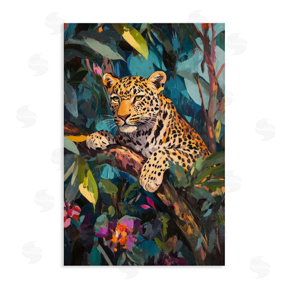 Petal Prints Design One The Wild Side Leopard Stretched Canvas Wall Art