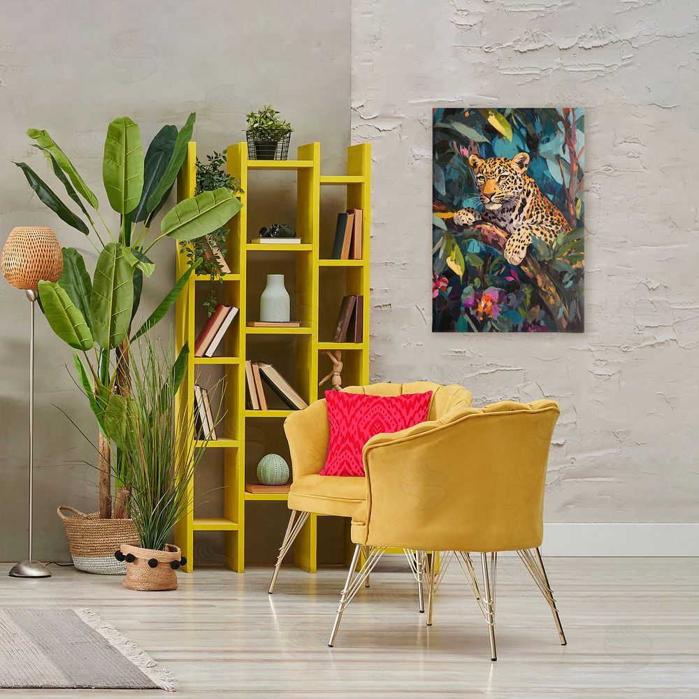 Petal Prints Design One The Wild Side Leopard Stretched Canvas Wall Art in Room