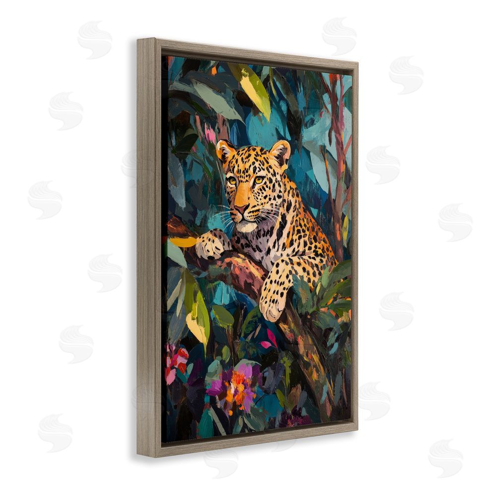 Petal Prints Design One The Wild Side Leopard Brown Floating Framed Canvas Wall Art