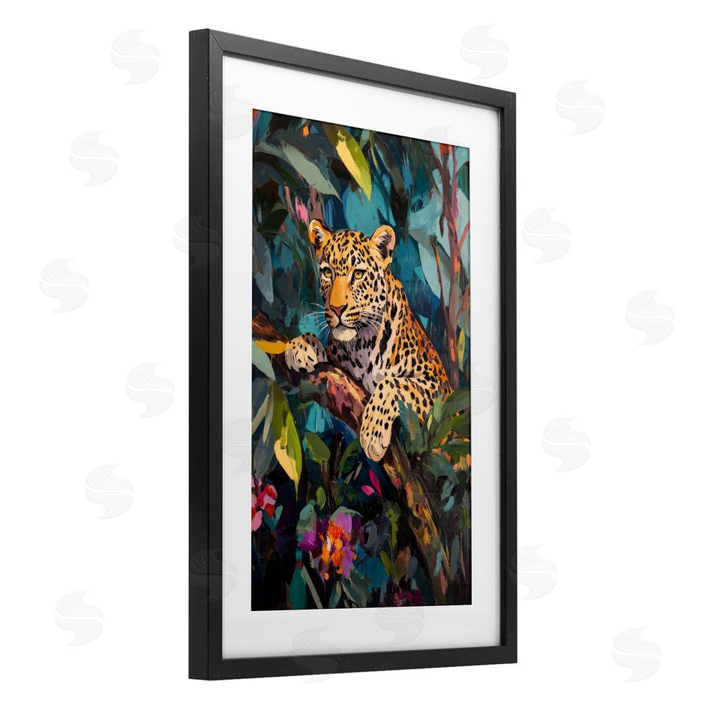 Petal Prints Design One The Wild Side Leopard Black Framed Print Under Glass Wall Art