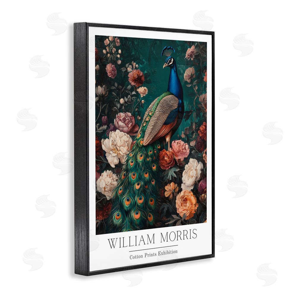 Petal Prints Design Vintage Floral Peacock William Morris Black Framed Giclee Wall Art Print