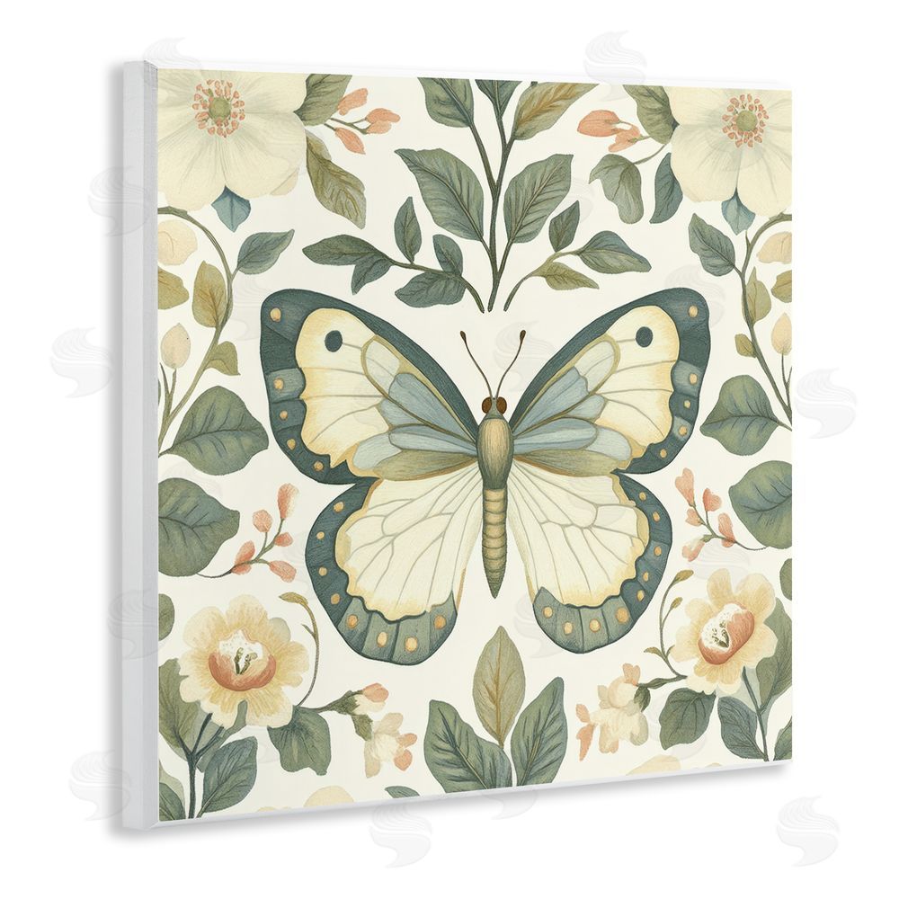 Petal Prints Design Sage Butterfly and Florals Wall Plaque Home Decor Art Print