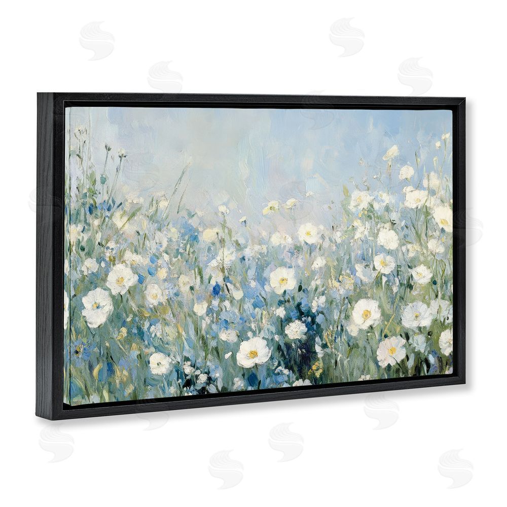 Petal Prints Design Meadow Foliage Dream Black Floating Frame Canvas Wall Art