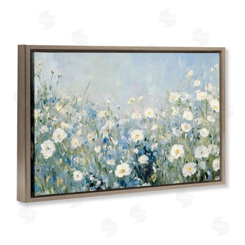 Petal Prints Design Meadow Foliage Dream Brown Floating Frame Canvas Wall Art