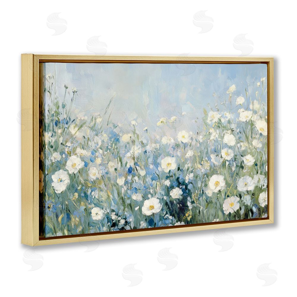 Petal Prints Design Meadow Foliage Dream Gold Floating Frame Canvas Wall Art