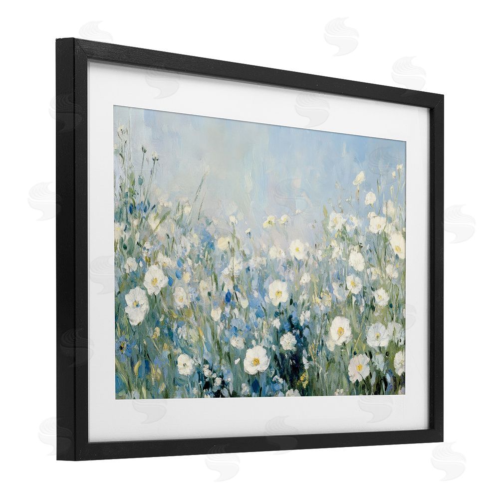 Petal Prints Design Meadow Foliage Dream Black Framed Print Under Glass with Mat Wall Art