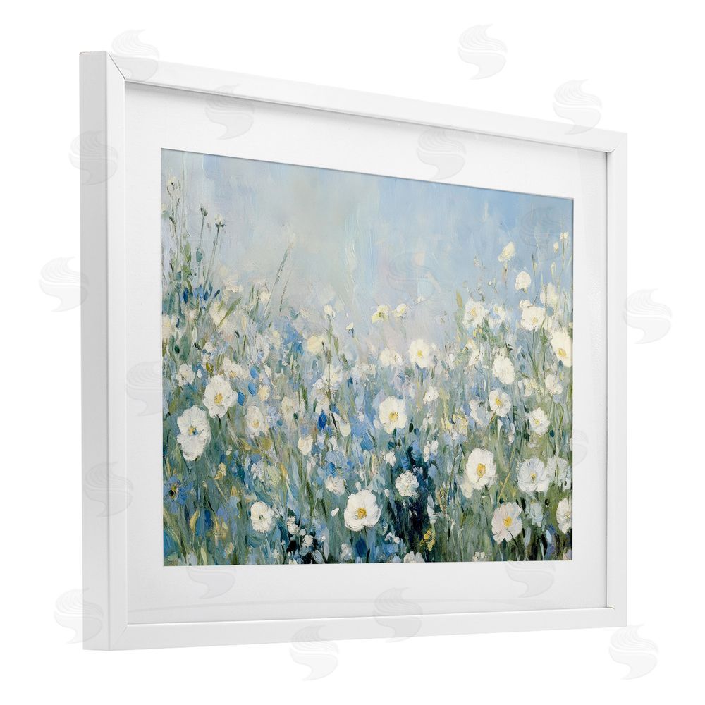 Petal Prints Design Meadow Foliage Dream White Framed Print Under Glass with Mat Wall Art