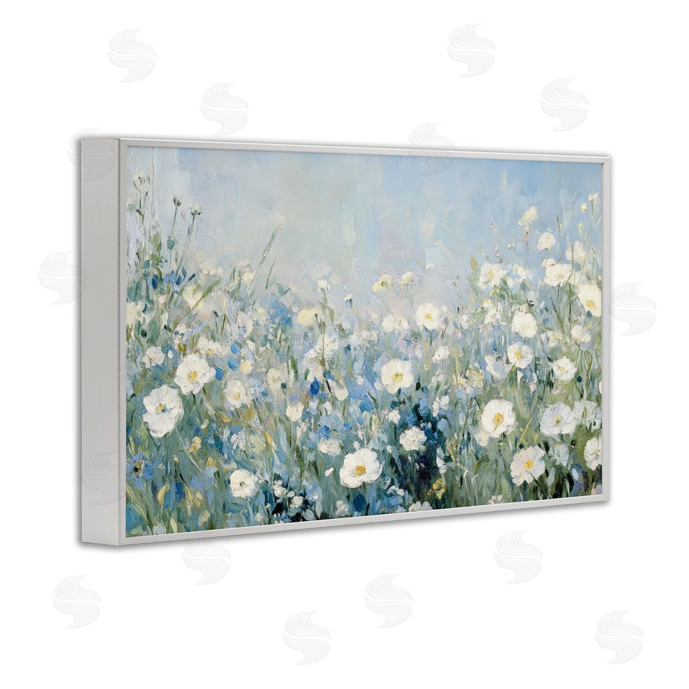 Petal Prints Design Meadow Foliage Dream White Framed Giclee Wall Art Print