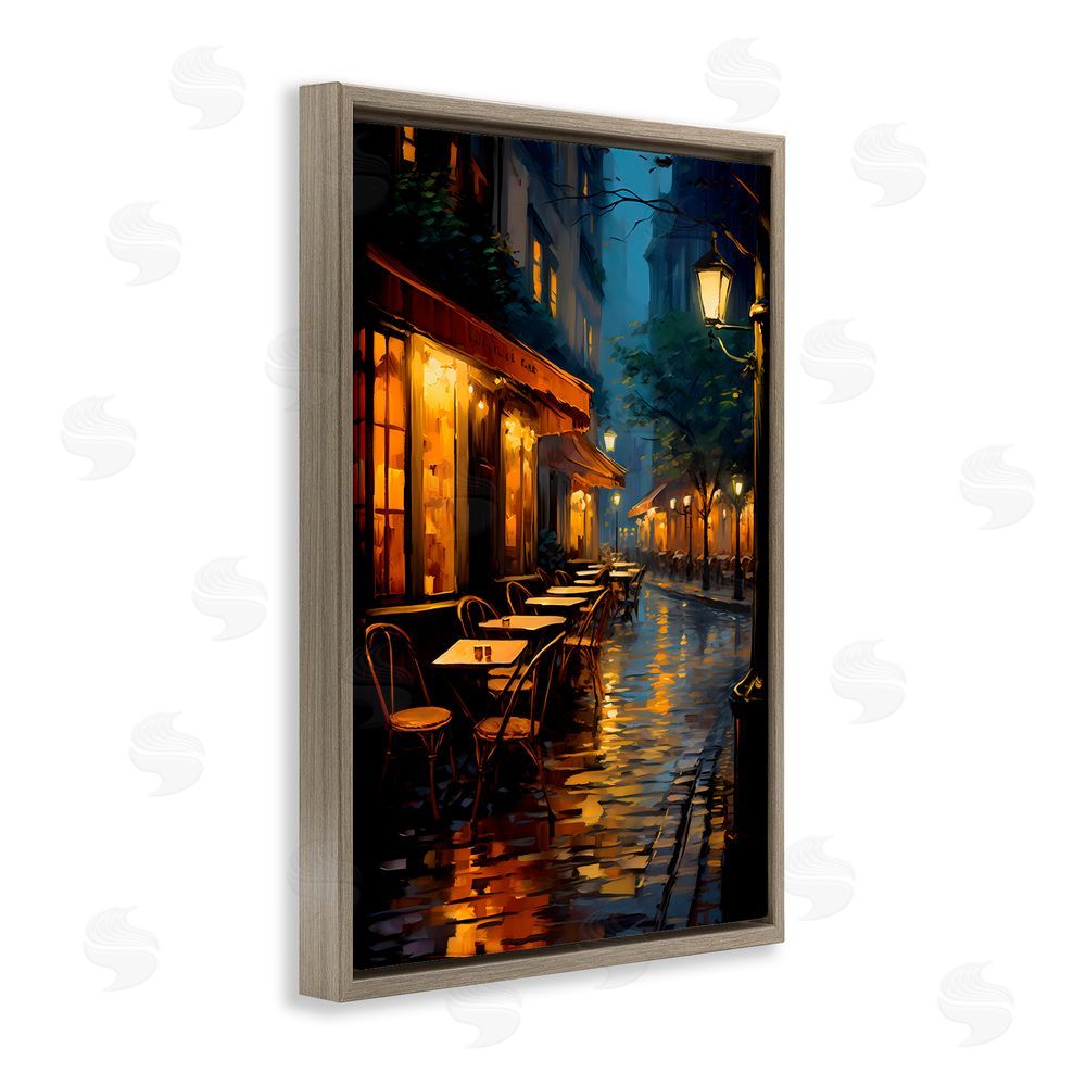 Creative Studio Late Night Cafe Tables Brown Floating Frame Canvas Wall Art Print