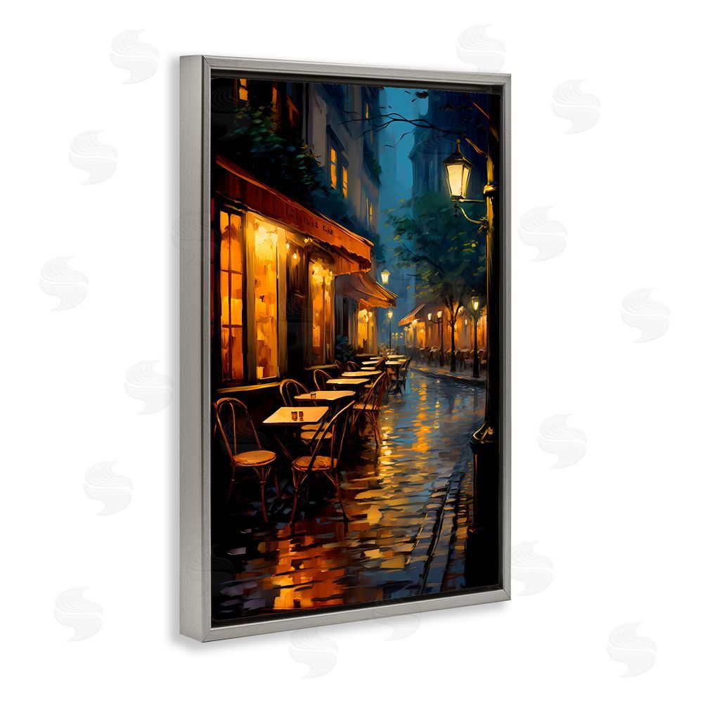Creative Studio Late Night Cafe Tables Gray Floating Frame Canvas Wall Art Print