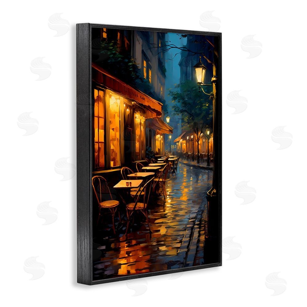 Creative Studio Late Night Cafe Tables Black Framed Giclee Wall Art Print