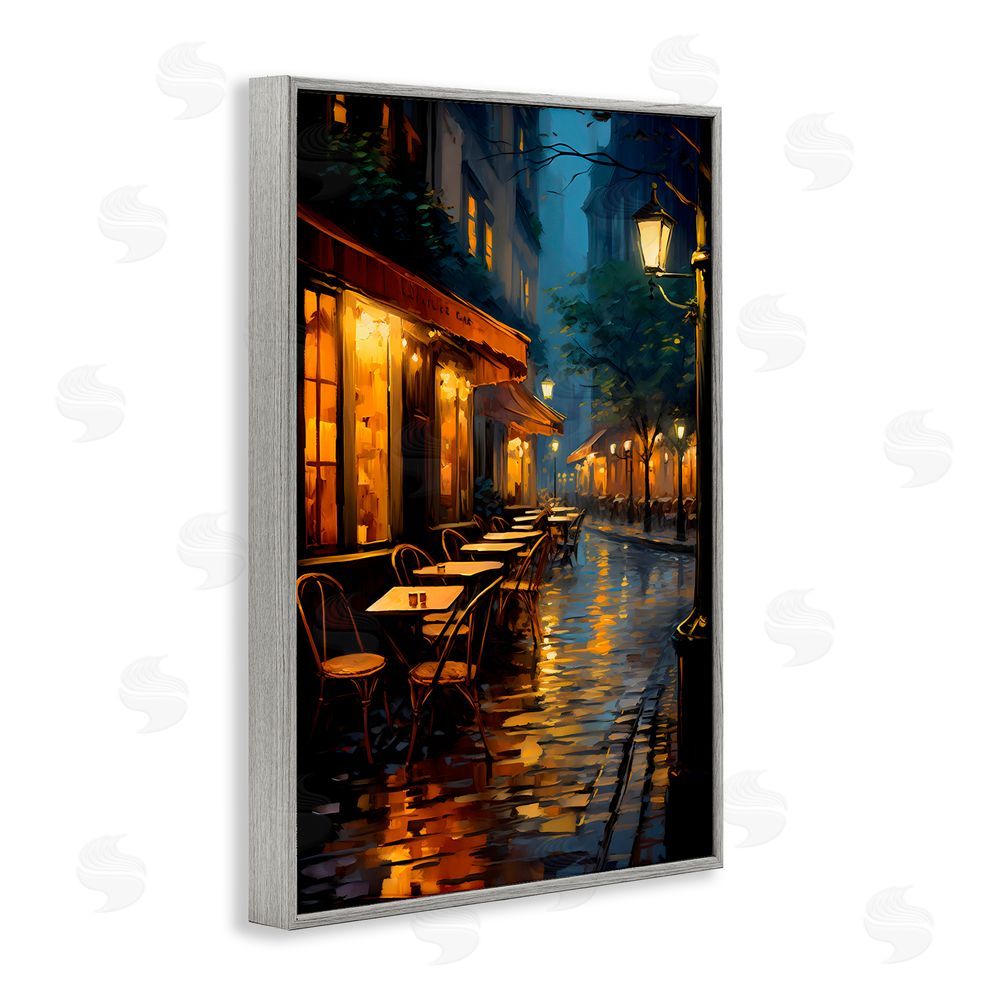 Creative Studio Late Night Cafe Tables Gray Framed Giclee Wall Art Print