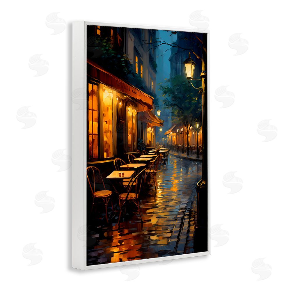 Creative Studio Late Night Cafe Tables White Framed Giclee Wall Art Print