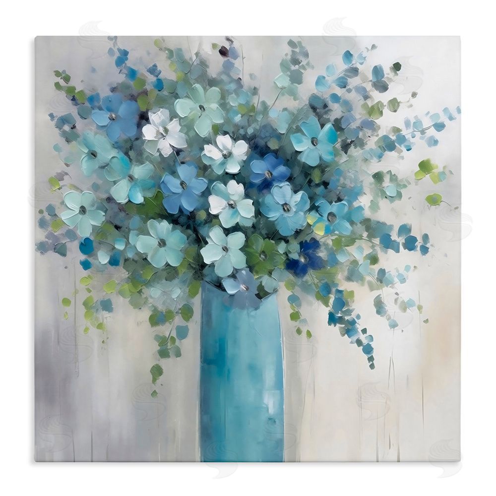 Creative Studio Indigo Bouquet in Blue Vase Stretched Canvas Wall Art