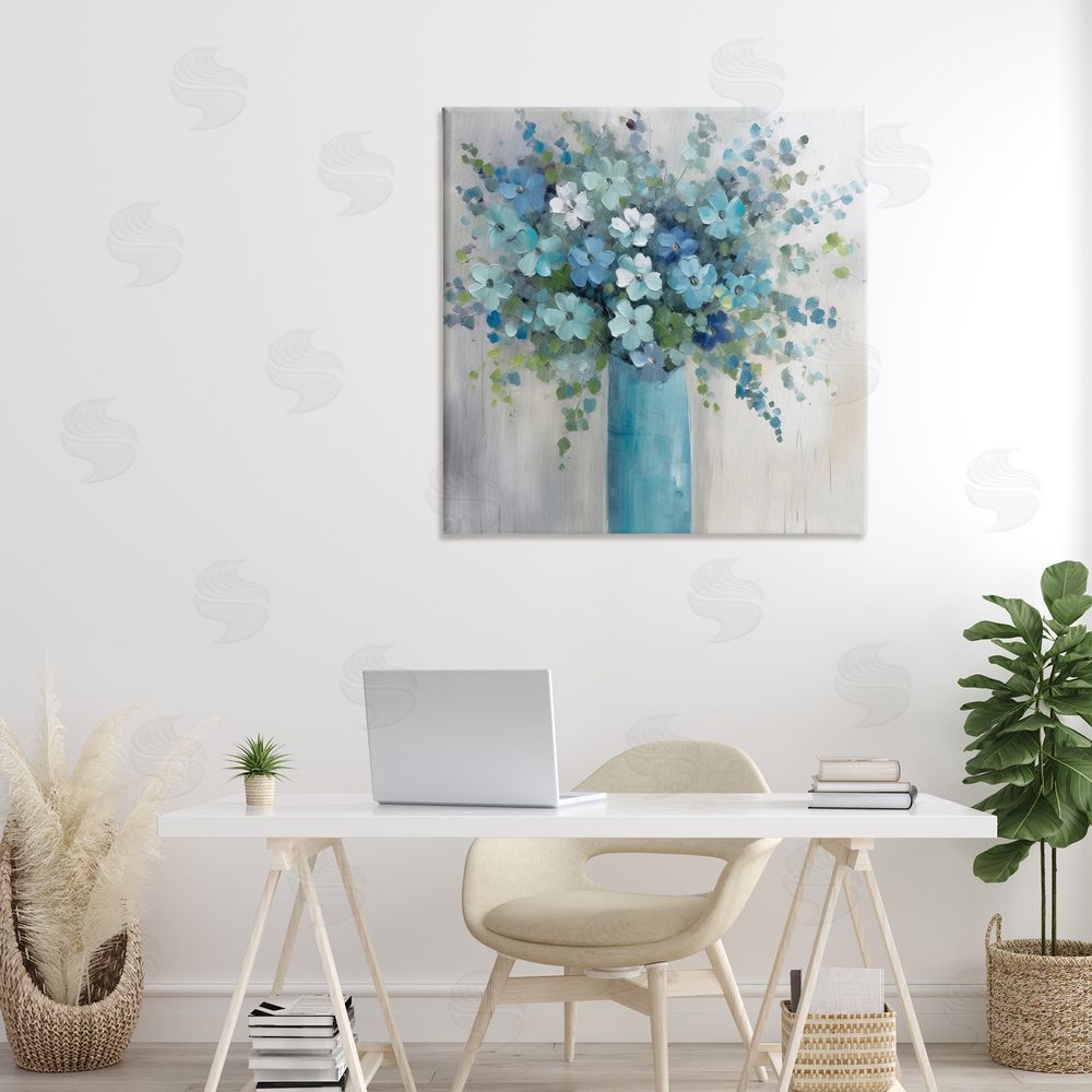 Creative Studio Indigo Bouquet in Blue Vase Stretched Canvas Wall Art in Room