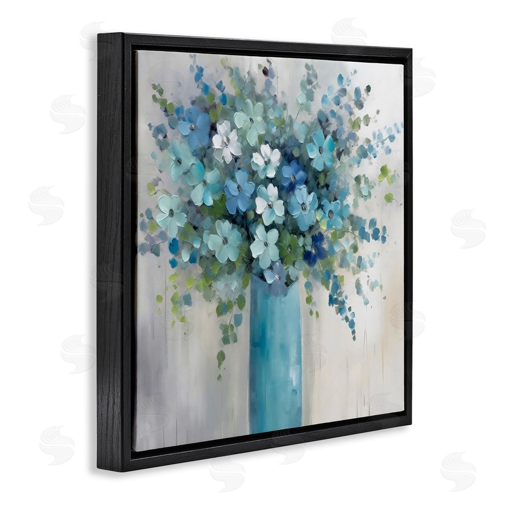 Creative Studio Indigo Bouquet in Blue Vase Black Floating Framed Canvas Wall Art