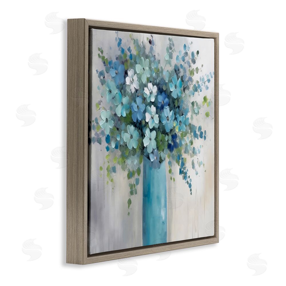 Creative Studio Indigo Bouquet in Blue Vase Brown Floating Framed Canvas Wall Art